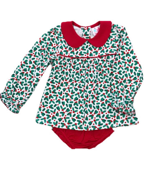 Holly Leaf Knit Bloomer Set