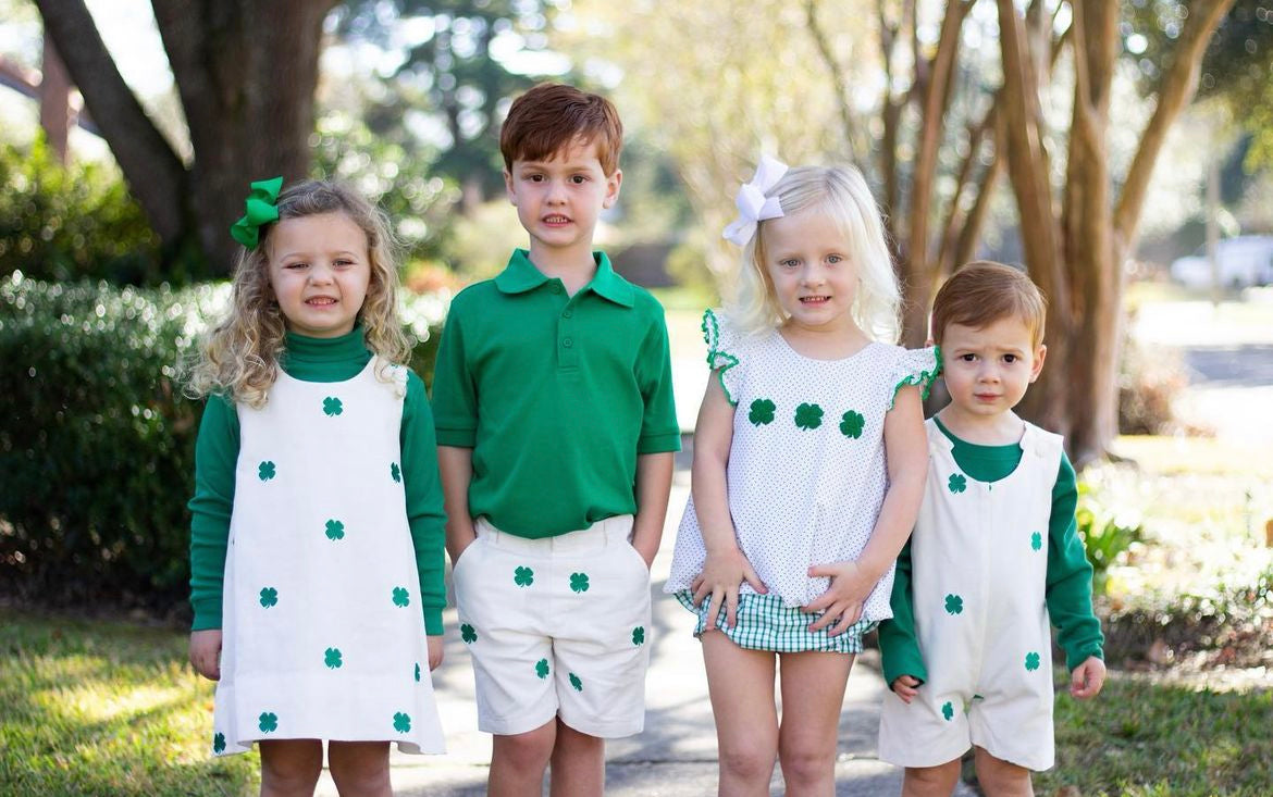 Embroidered Shamrock Knit Bloomer Set